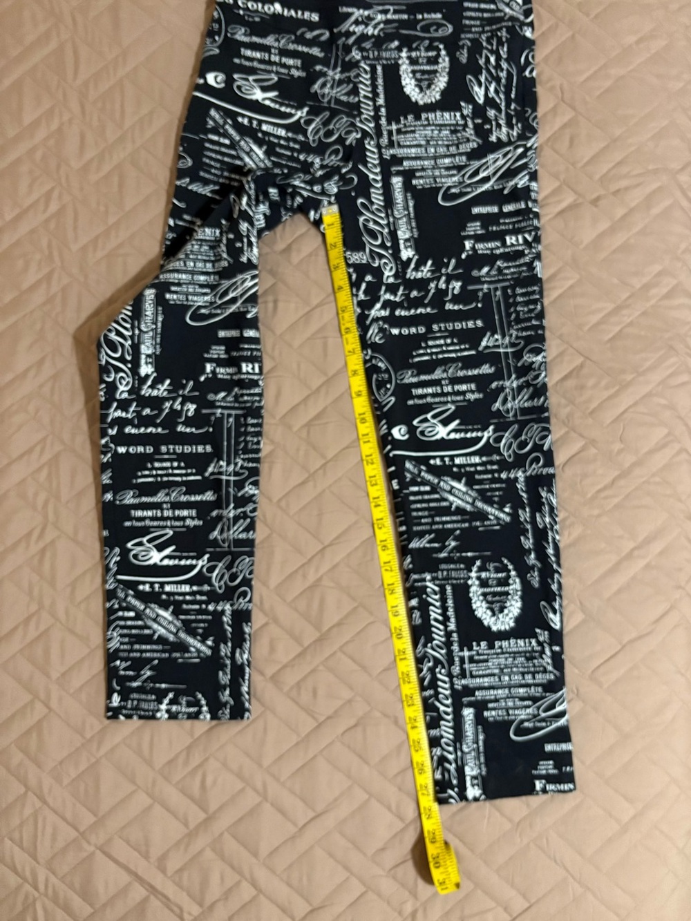 Krazy Larry Black & White Romantic French Script Print Pull On Pants Ladies 10 - Picture 6 of 7